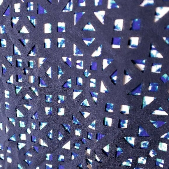 Roz & Ali Plus Navy Sleeveless Top With Lazer Cuts - Picture 4 of 7